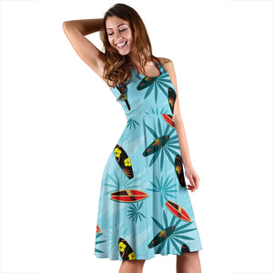 Surfboard Pattern Print Design 03 Sleeveless Midi Dress