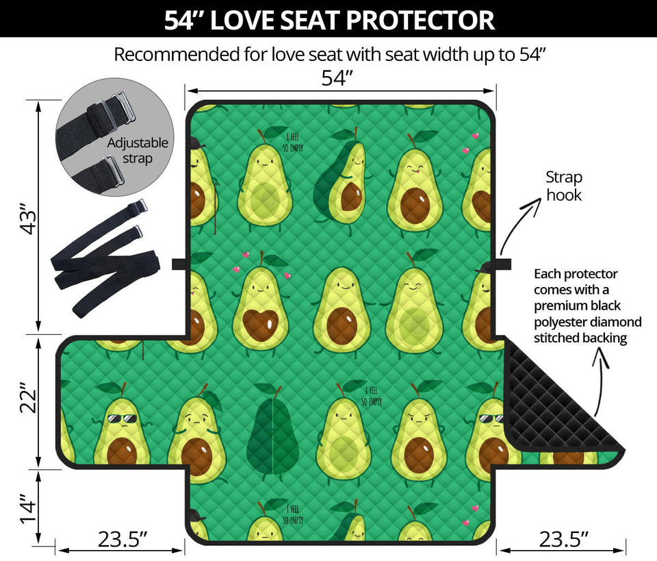 Cute Avocado Pattern Loveseat Couch Cover Protector