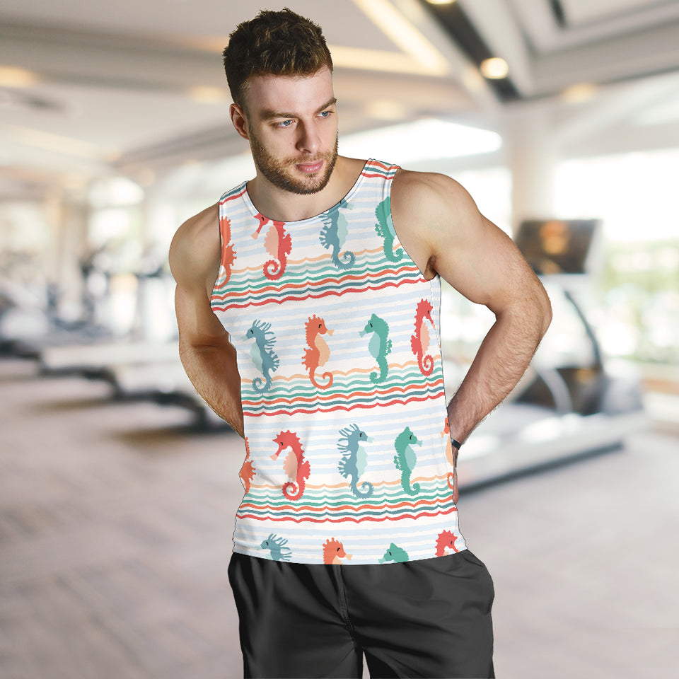 Seahorse Pattern Theme Men Tank Top