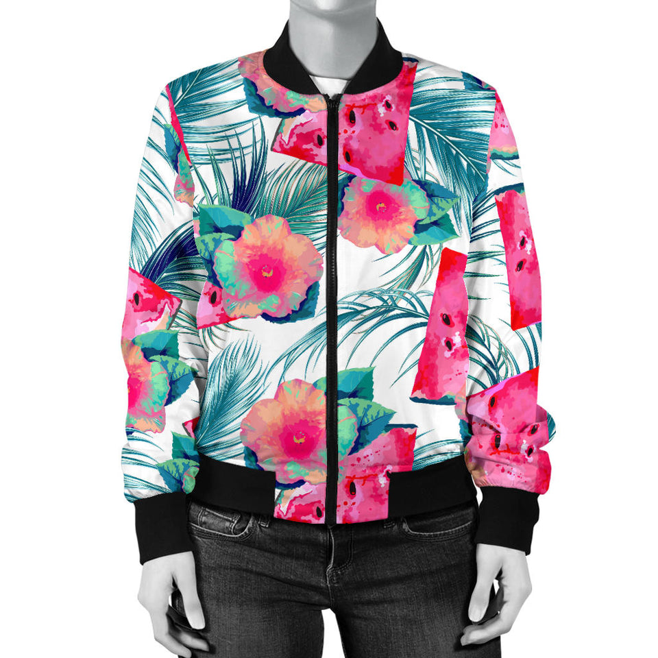 Watermelon Flower Pattern Women Bomber Jacket