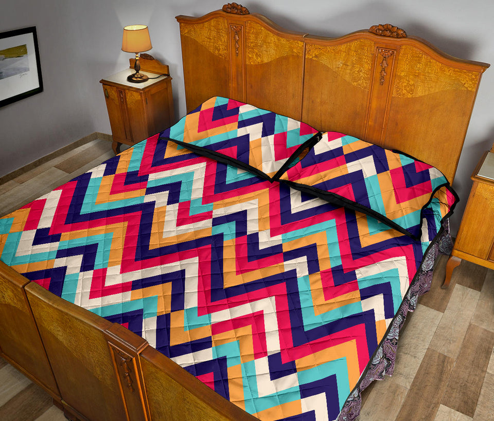 Zigzag Chevron Pattern Background Quilt Bed Set