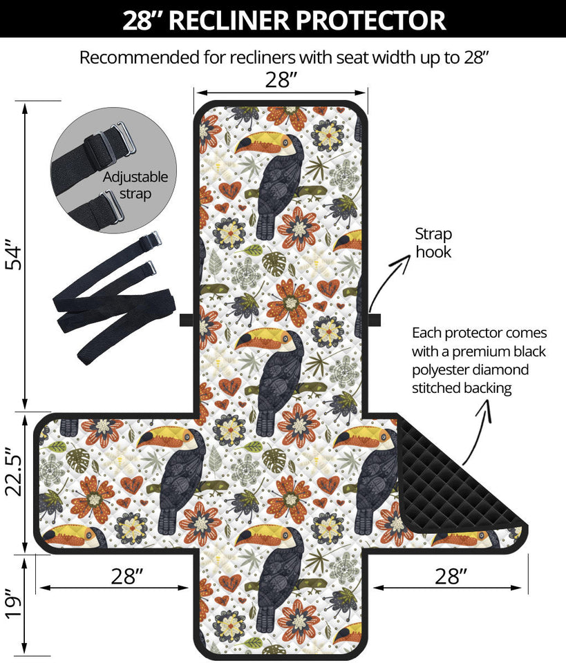 Toucan Flower Pattern Recliner Cover Protector