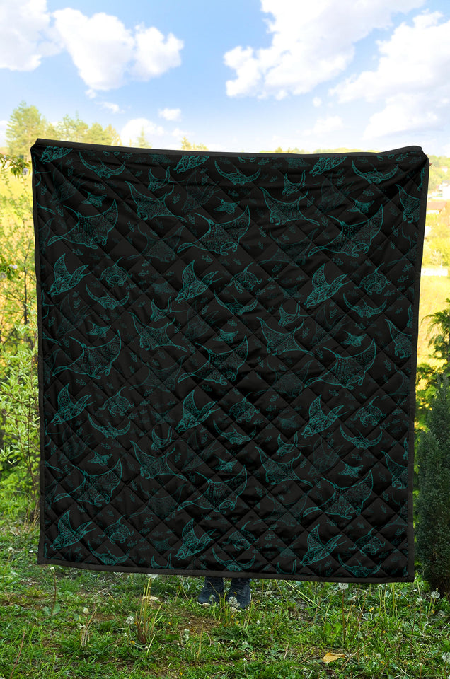 Stingray Pattern Print Design 02 Premium Quilt