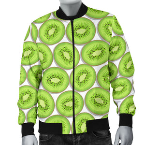 Sliced Kiwi Pattern Background Men Bomber Jacket