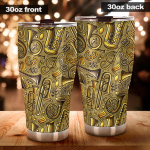 Saxophone Gold Pattern Tumbler