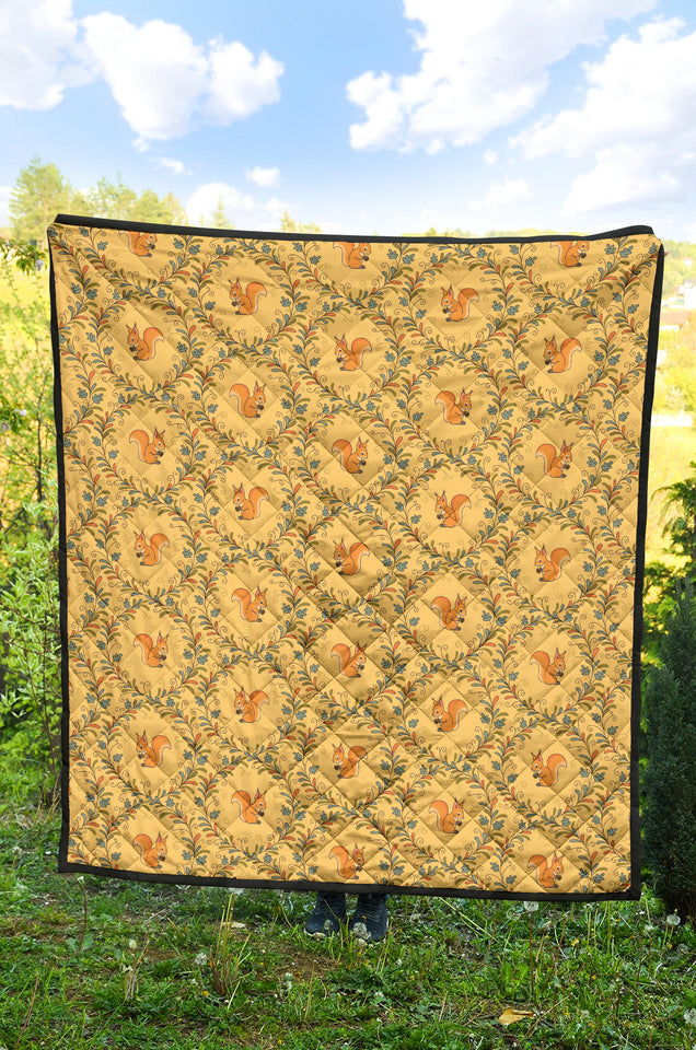 Squirrel Pattern Print Design 01 Premium Quilt