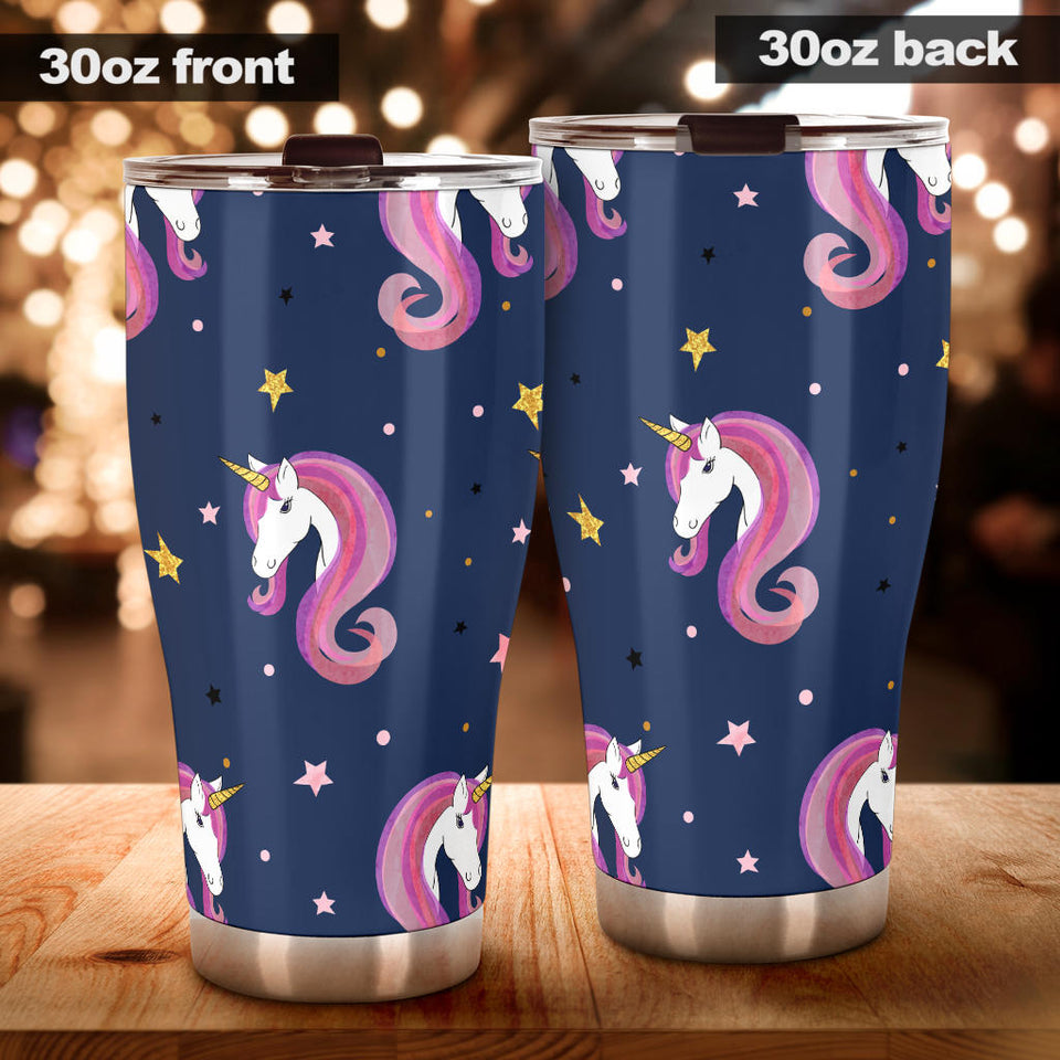 Unicorn Head Pattern Tumbler