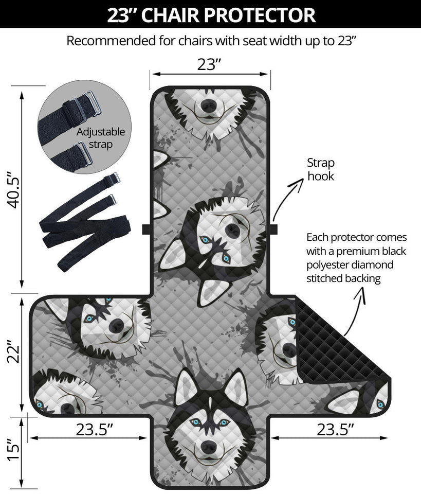 Siberian Husky Pattern Theme Chair Cover Protector