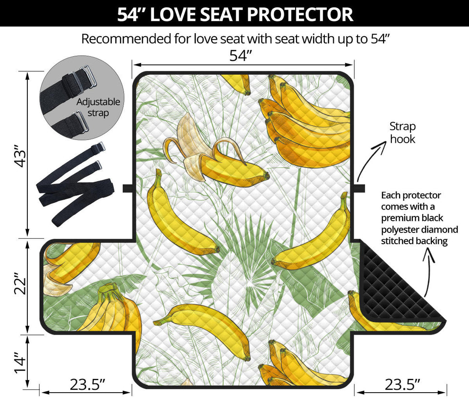 Banana Pattern Background Loveseat Couch Cover Protector