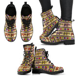 Rhino African Afro Dashiki Adinkra Kente Pattern Leather Boots