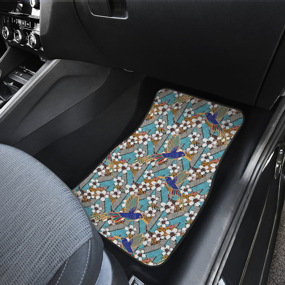 Hummingbird Pattern Print Design 02 Front and Back Car Mats