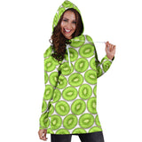 Sliced Kiwi Pattern Background Women Hoodie Dress