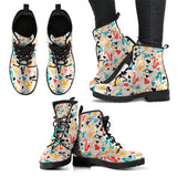 Saxophone Pattern Background Leather Boots