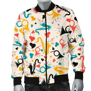 Saxophone Pattern Background Men Bomber Jacket