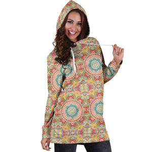 Indian Theme Pattern Women Hoodie Dress