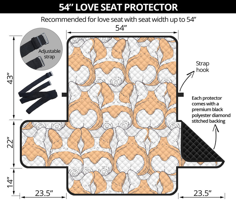 Corgi Bum Pattern Loveseat Couch Cover Protector