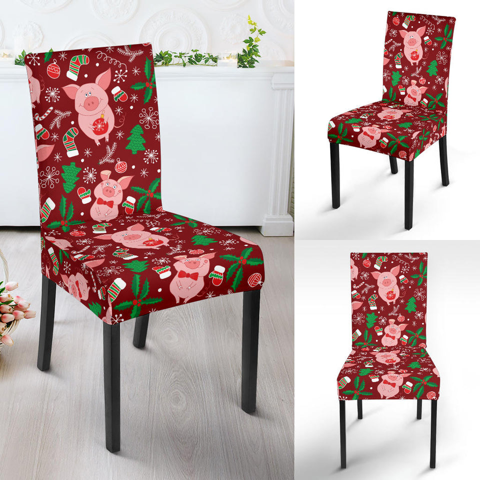 Pig Pattern Print Design 01 Dining Chair Slipcover