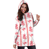 Heliconia Pink White Pattern Women Hoodie Dress