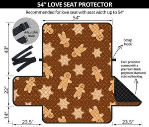 Christmas Gingerbread Cookie Pattern Loveseat Couch Cover Protector