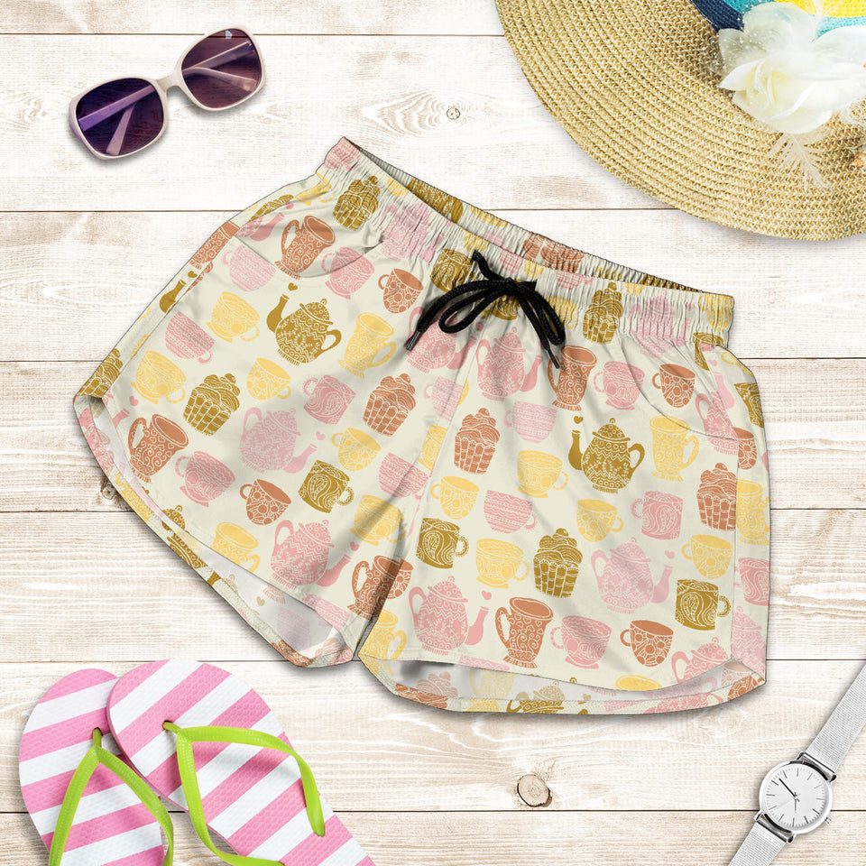 Tea pots Pattern Print Design 02 Women Shorts
