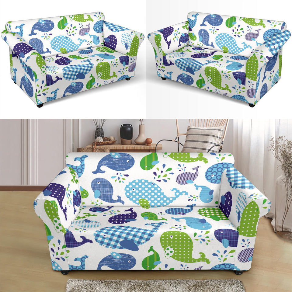 Whale Stripe Dot Pattern Loveseat Couch Slipcover