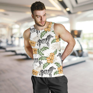 Zebra Hibiscus Pattern Men Tank Top