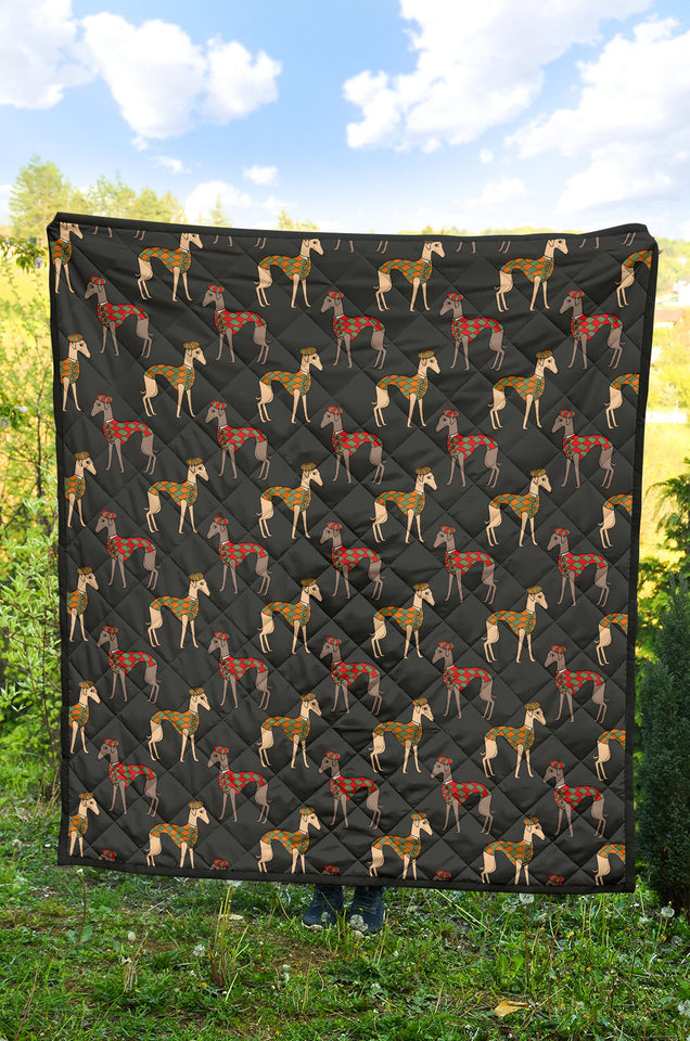 Greyhound Pattern Print Design 01 Premium Quilt