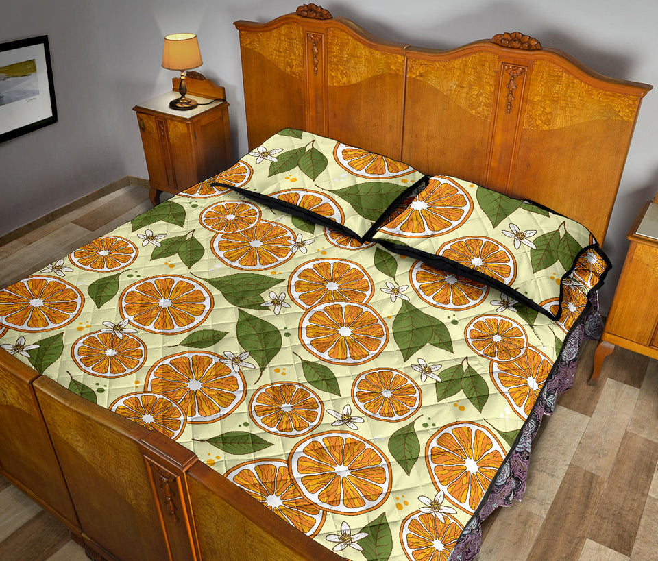 Sliced Orange Leaves  Pattern Quilt Bed Set