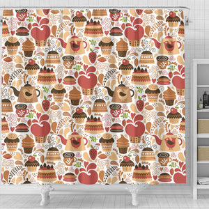 Hand Drawn Cake Pattern Shower Curtain Fulfilled In US