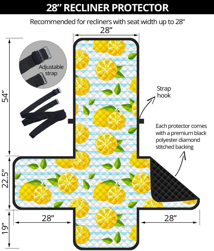 Lemon Pattern Stripe Background Recliner Cover Protector