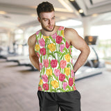 Pink Red Yellow Tulip Pattern Men Tank Top