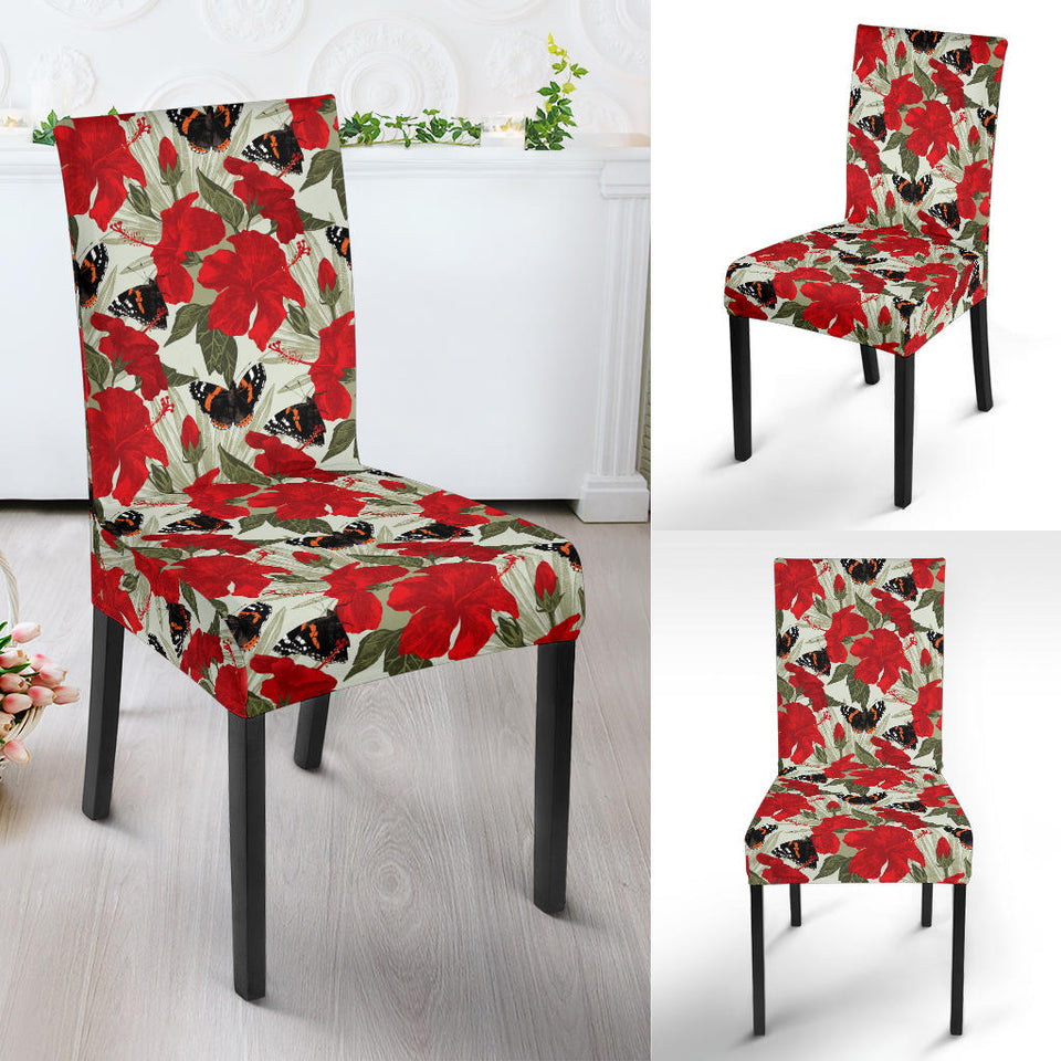 Hibiscus Pattern Print Design 04 Dining Chair Slipcover