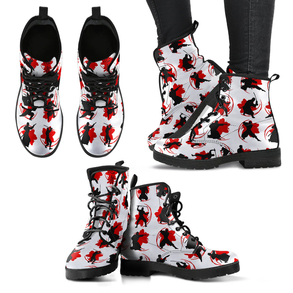 Ninja Pattern Leather Boots