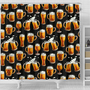 Beer Pattern Background Shower Curtain Fulfilled In US