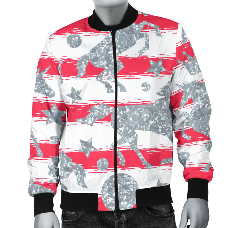 Unicorn Silver Pattern Men Bomber Jacket