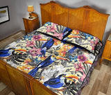 Toucan Leaves Flower Pattern Quilt Bed Set