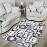 Vintage Clock Pattern Area Rug