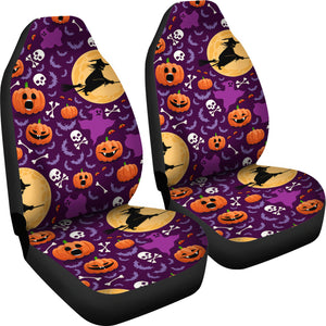 Halloween Pumpkin Witch Pattern Universal Fit Car Seat Covers