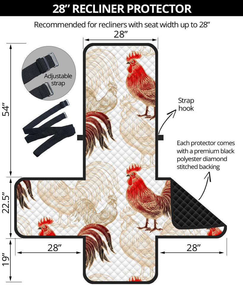 Rooster Chicken Pattern Recliner Cover Protector