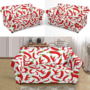 Red Chili Pattern Loveseat Couch Slipcover