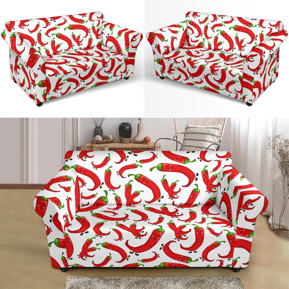 Red Chili Pattern Loveseat Couch Slipcover