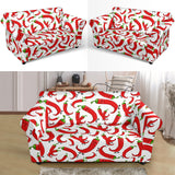 Red Chili Pattern Loveseat Couch Slipcover