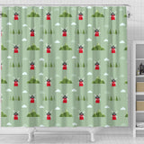 Windmill Green Pattern Shower Curtain Fulfilled In US