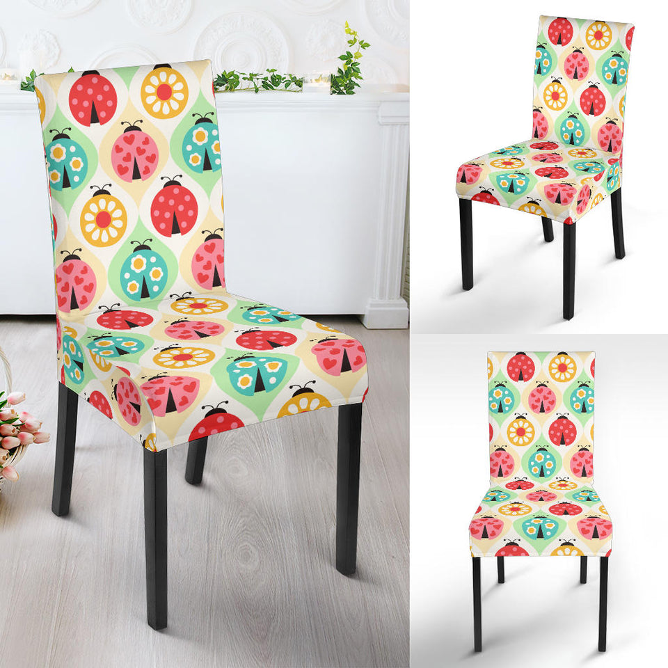 Ladybug Pattern Print Design 02 Dining Chair Slipcover