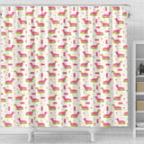 Pink Dachshund Pattern Shower Curtain Fulfilled In US