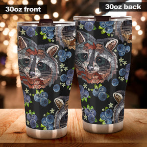 Raccoon Blueburry Pattern Tumbler