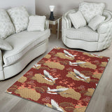 Japanese Crane Theme Pattern Area Rug