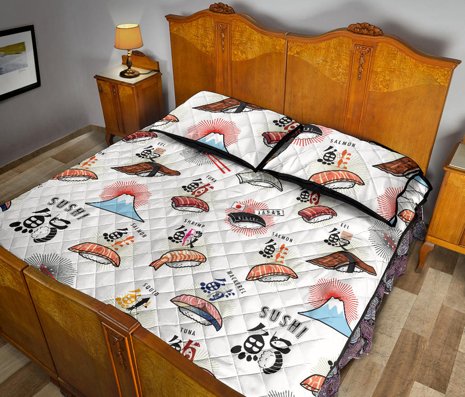 Sushi Japanese Pattern Quilt Bed Set