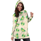 Lime Pattern Women Hoodie Dress