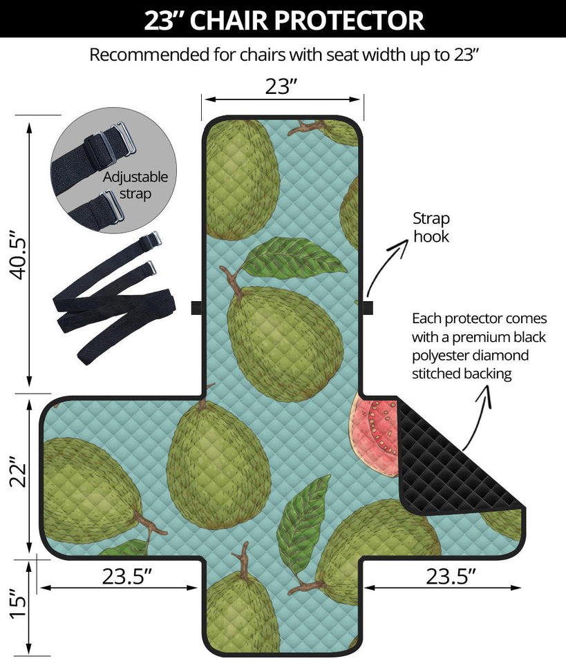 Guava Pattern Green Background Chair Cover Protector